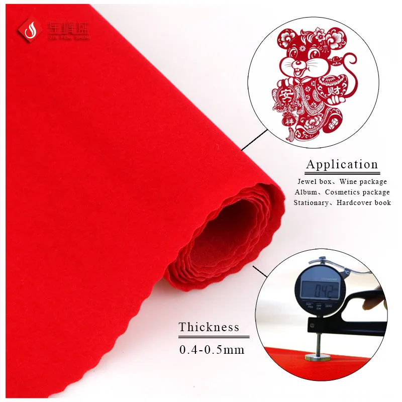 
Customize high quality red color nonwoven paper flock material fabric 