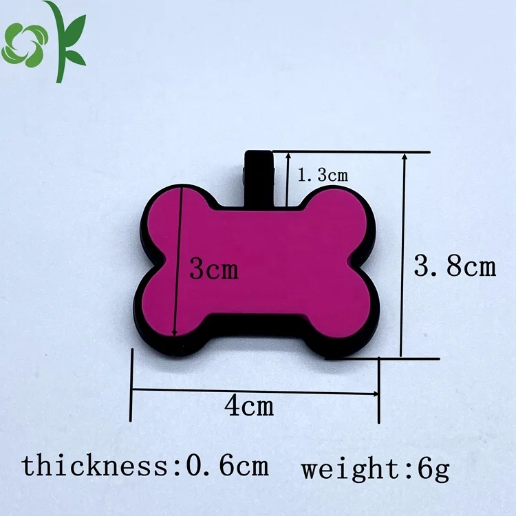  OKSILICONE Free Sample Bone Shape Dog Pet Name ID Tag Silicone Identify Rubber