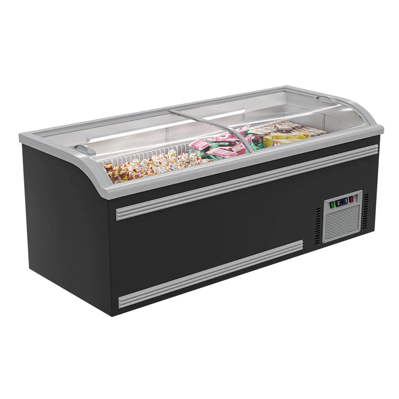 commercial supermarket island cabinet mini freezer ice cream display showcase