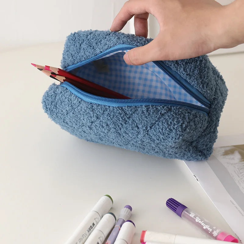 New Arriving Sheep Wool Makeup Bags Simple Travel Cosmetic Bags Makeup Toiletry Bag Students Pencil Case Bolso De Cosmeticos