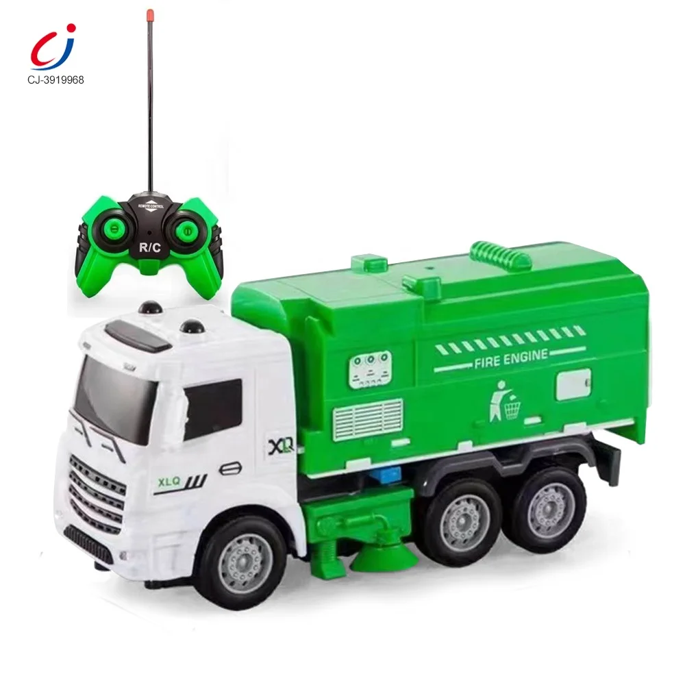 Chengji rc transport trucks play set kids 4ch electric sanitation vehicle simulation garbage truck remote control toy with light
