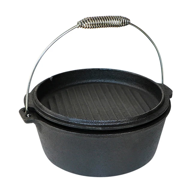 Amazon hot selling  Outdoor Camping cooking pre-seasoned storing cast iron camping dutch oven