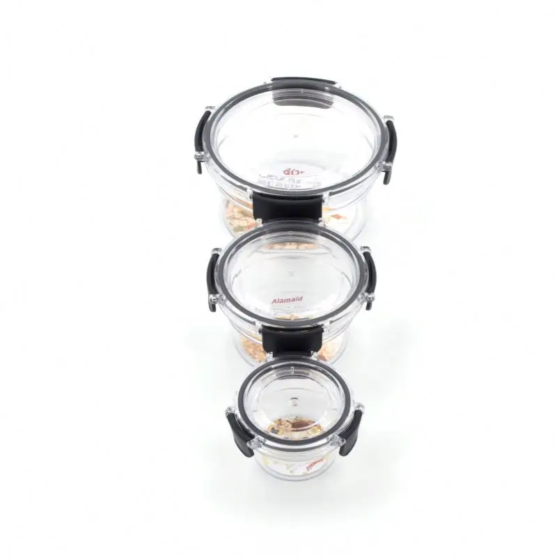
Hot sale 2 sections air tight vacuum hand pump plastic storage containers latching lids food container black hd 