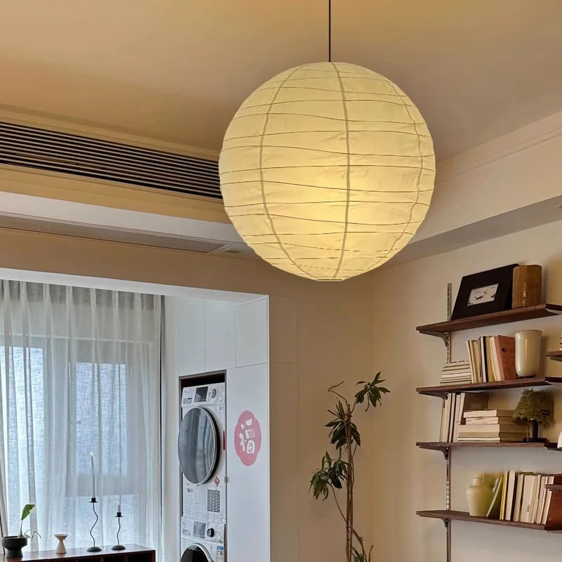 Wabi Sabi handmade rice paper hanging light Japanese art paper pendant lamp hotel restaurant lantern