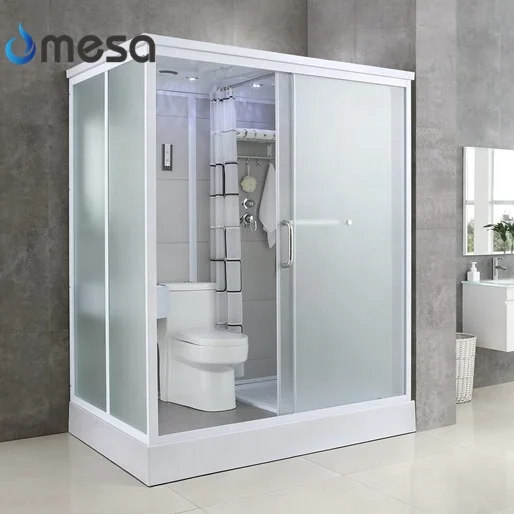 Modular all in one bathroom pod toilet and shower cabin prefab bathroom unit with fabric glass