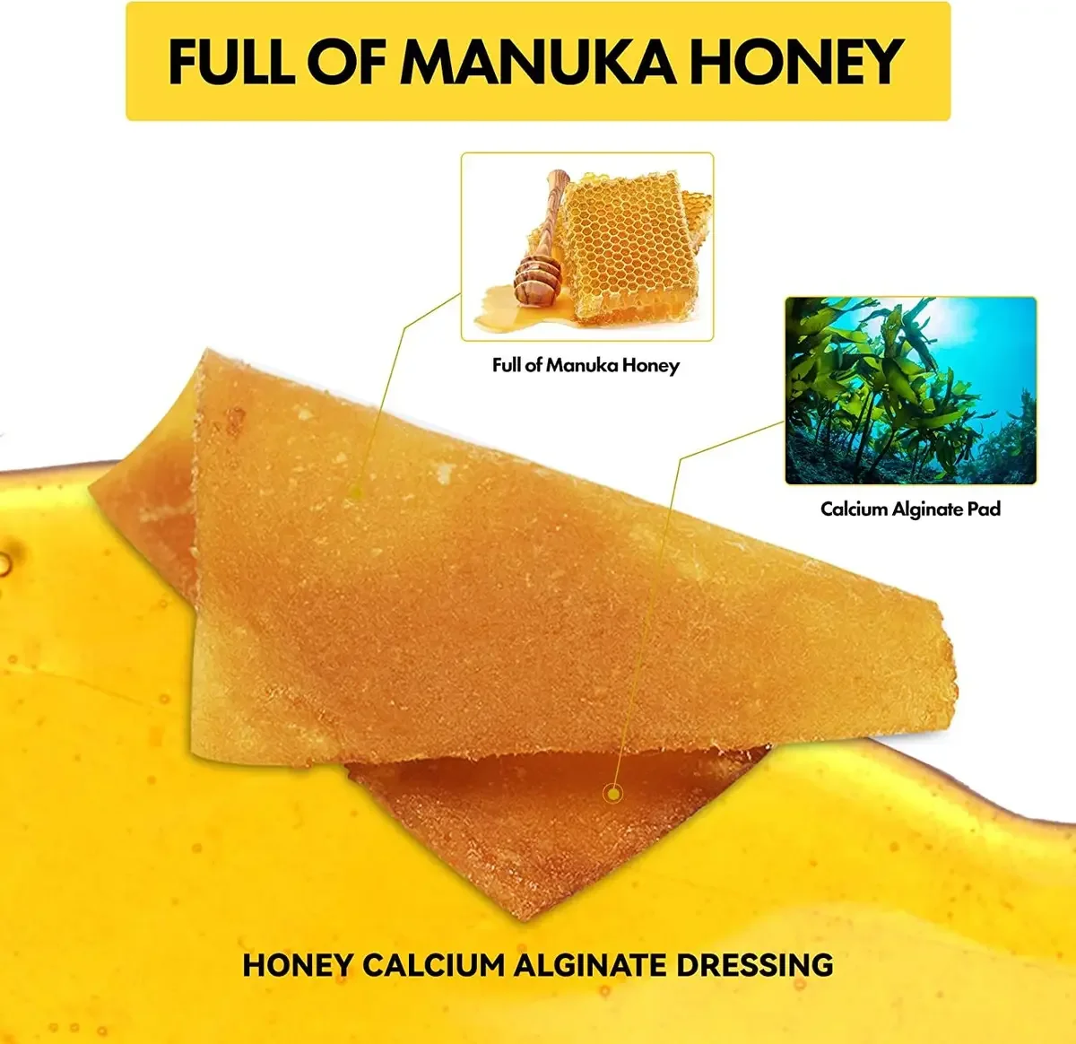 Sterile Manuka Honey Calcium Alginate Dressing For Hospital Wound Care