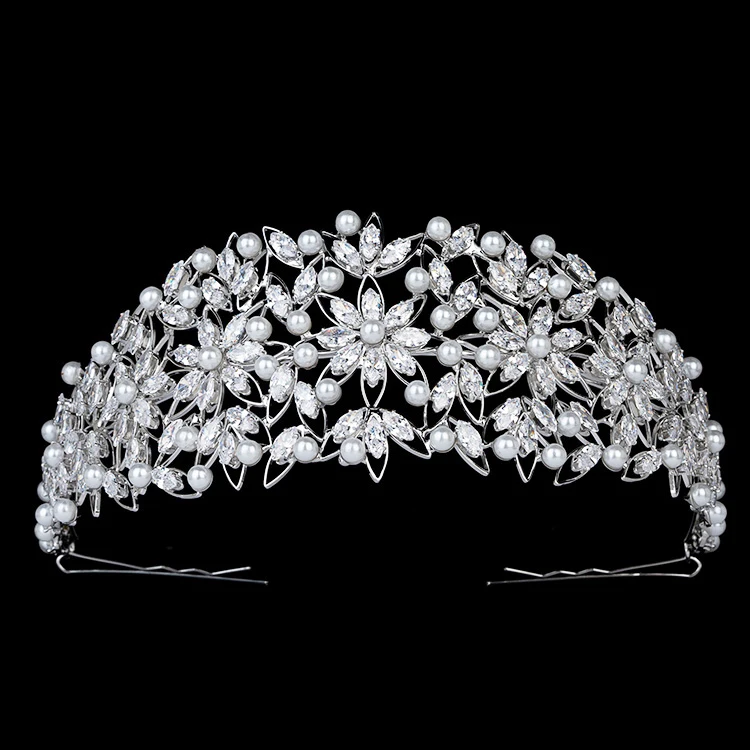 Bridal Headpiece Flower Design Women Wedding Crowns Bridal Hair Accessories Party Tiaras And Crown Cubic Zircon BC5231 Corona