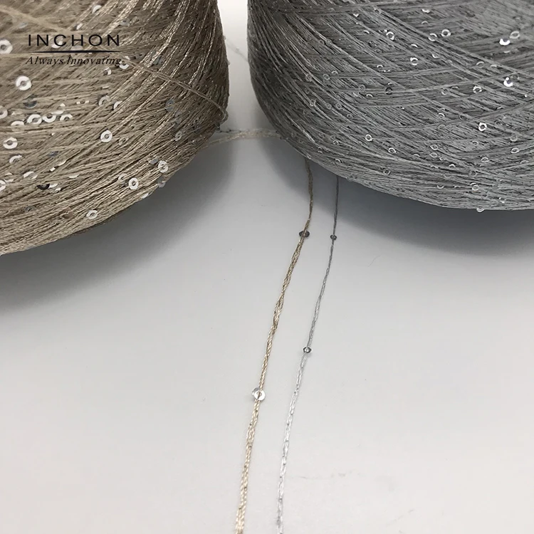 Cheap price fashion polyester sequins yarn fashion flax sequin yarn black white basic color sequin yarn