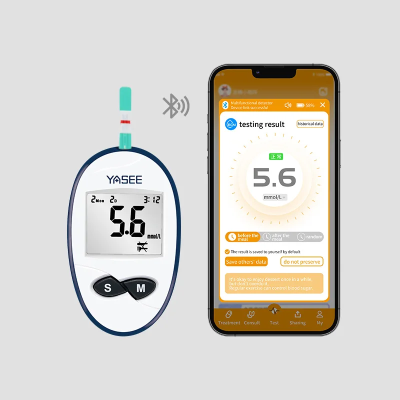 Portable Digital Glucometer with Safety Sterile Self-Test Smart Blood Glucose Meter Continuous Blood Sugar Monitor for Home Use