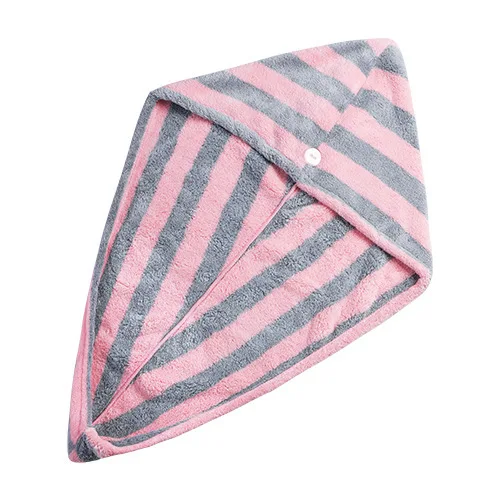 
Wholesale Microfiber Striped Absorbent Hair Wrap Turban Towel 