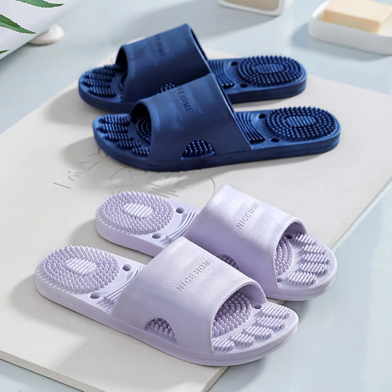 Clog Bathroom Shower Slippers Waterproof Women Men Indoor Outdoor PVC Massage Slippers Anti-Skid Open Toe Slides Sandals Flats