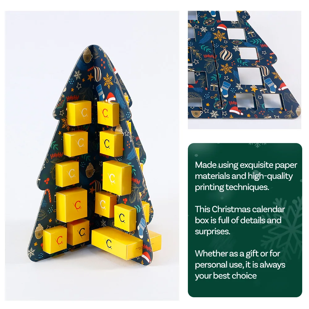 Christmas Advent Calendar 24 Drawers Countdown Box MDF and Paper Material Cosmetically Shaped Model for Craft Usage