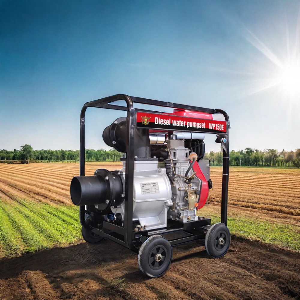 Electric 6 Inch Water Pump Diesel with 15HP 220V for Wastewater Treatment Irrigation With Wheels