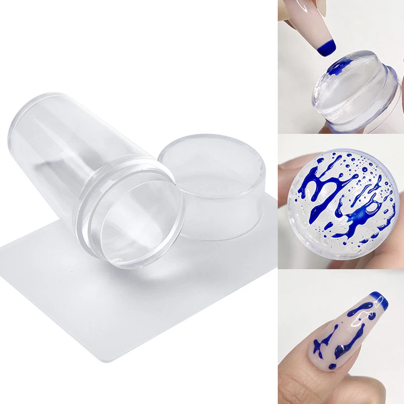 Hot Sell DIY Plastic Handle Clear Jelly Silicone Nail Art Stamper with Scraper For Stamping Polish Print Plate Image Tool Kit