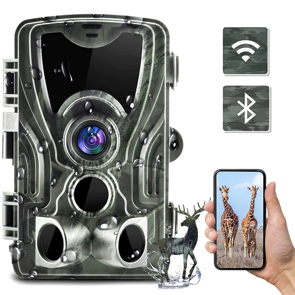 WIFI APP Live Show Trail Camera 24MP 1296P Hunting Cameras WIFI801B Night Vision Outdoor Wildlife Monitoring