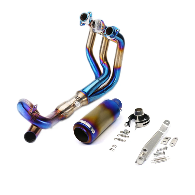 Titanium Motorcycle full mt 09 exhaust system tracer Exhaust Pipe Bend Pipe with Muffler For Yamaha MT09 FZ09 XSR900 2014-2018