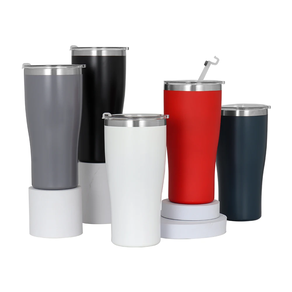 Stainless Steel 30oz Skinny Straight Sublimation 1 Liter Tumbler Bottle 24 oz Lowball Tumbler Red With Lid And Straw