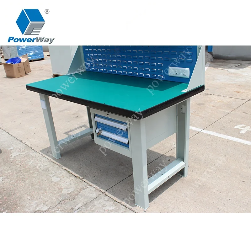 Powerway Heavy Duty Work Station Steel Work Bench with Two-Layer Drawers