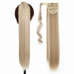 Смешанный коричневый Светлый пианино цвет синтетическая обертка вокруг конского хвоста Омбре седые волосы Удлинитель на клипсе для конского хвоста искусственный конский хвост