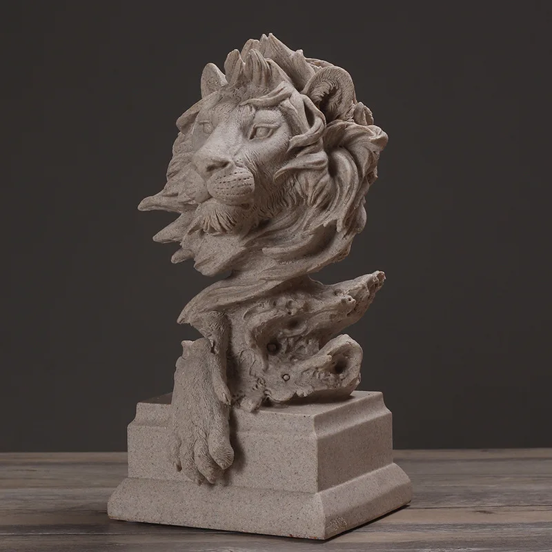 Polyresin Home Decoration Sculpture Miniature Lion Bust Statues