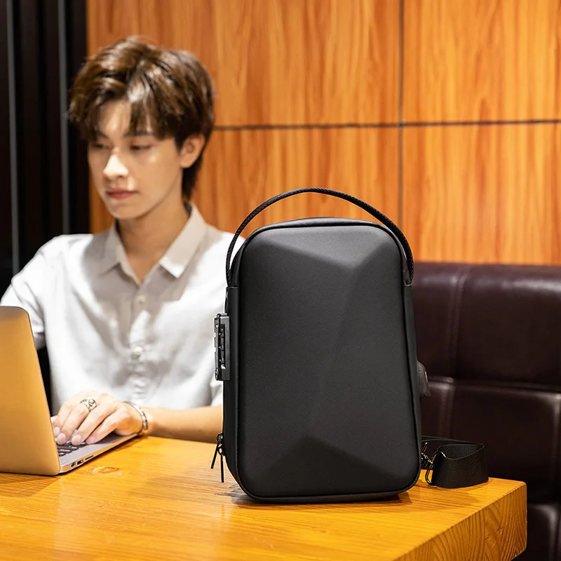 Anti theft EVA Shell messenger bag for men wholesale low moq sling backpack bag for men crossbody sling bag for men