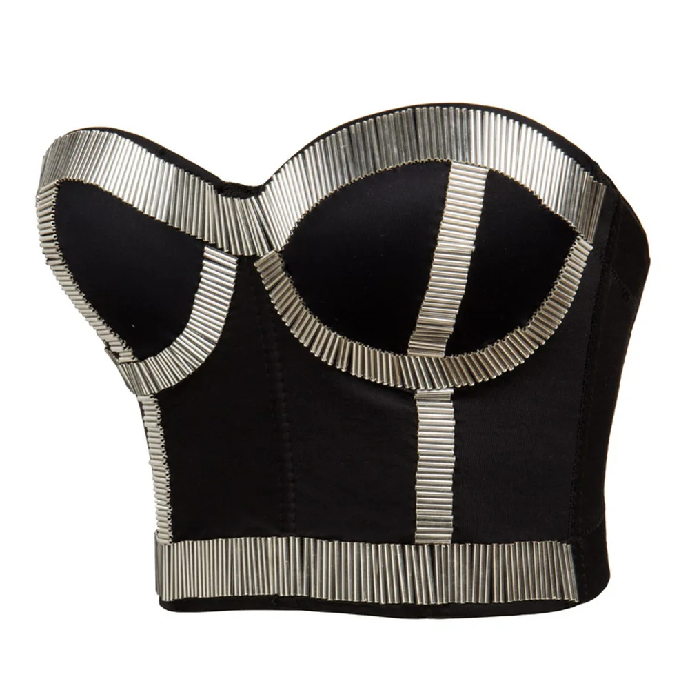 New European and American belly dance club stage outfit performance clothes hand set bead chain corset to wear bra