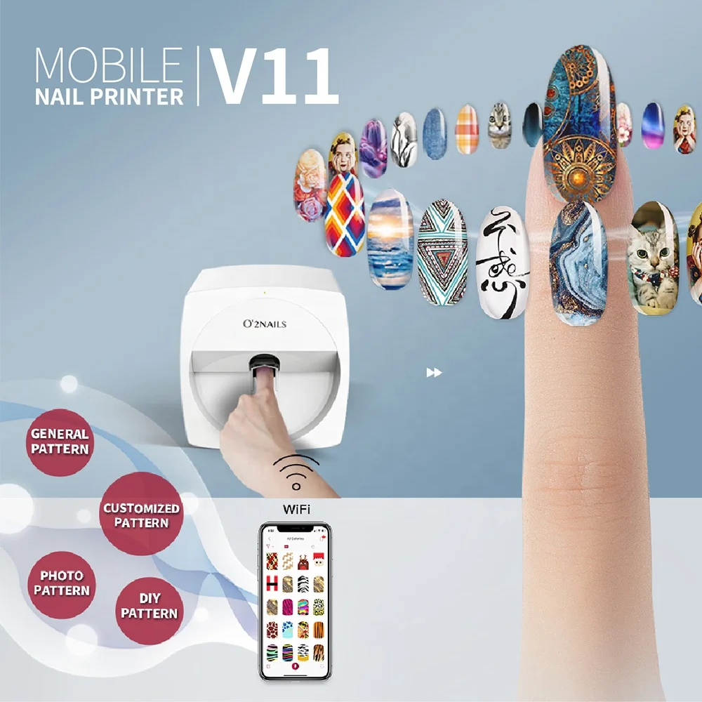 O2NAILS Professional Mobile Nail Printer V11 Target for Salon Use CE.FCC Approved