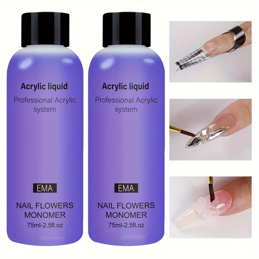 Private Label 75ml Professional EMA MMA Monomer Acrylic Nail Liquid Acrylic Powder Crystal Liquid System for Nail Salon