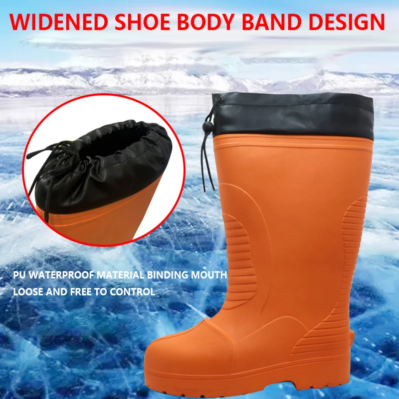 Lightweight Anti Slip Water Proof Winter Warm Snow Ski Fishing Fisherman Cold Storage Eva Foam Rain Boots For Men