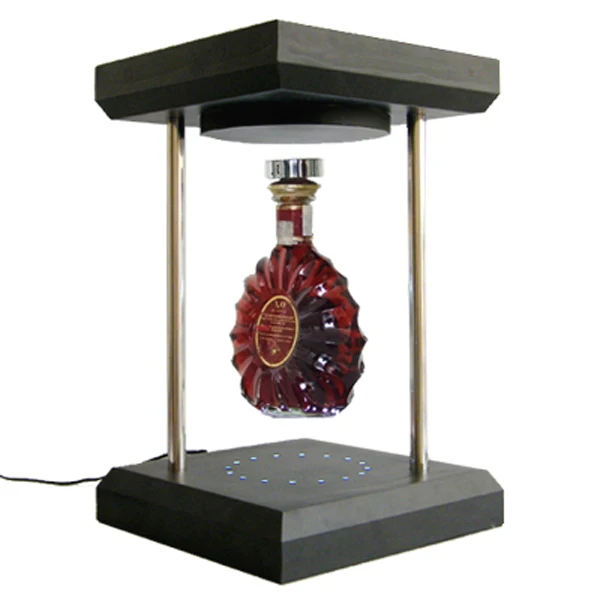 advertising equipment LED light levitating bottle display magnetic floating bottle display shelf case stand