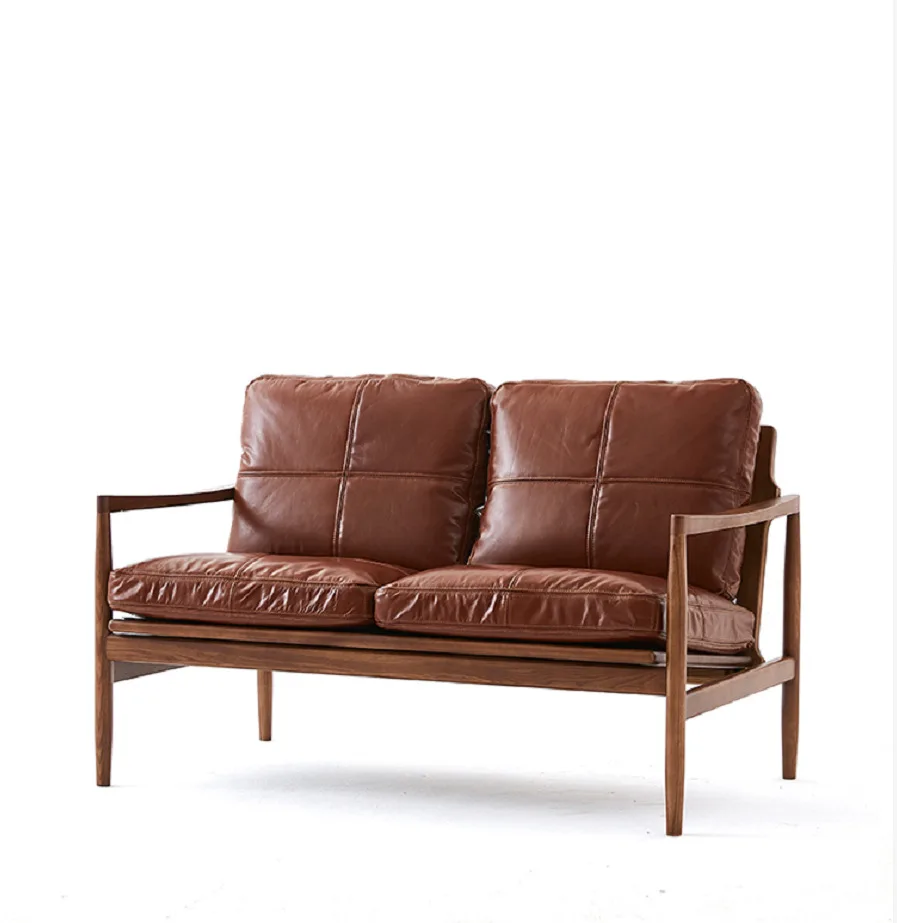 Modern Design Wooden Frame Lounge Single and Double Sofa Chair With Wood Arm