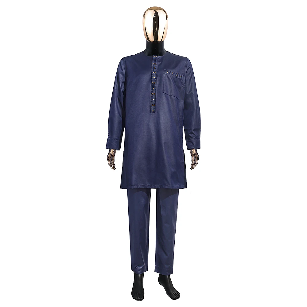 H & D Dashiki Mens Top Pant 2 Pieces Outfit Set African Men Clothes Riche African For Men Shirt With Trouser Rich Bazin Original