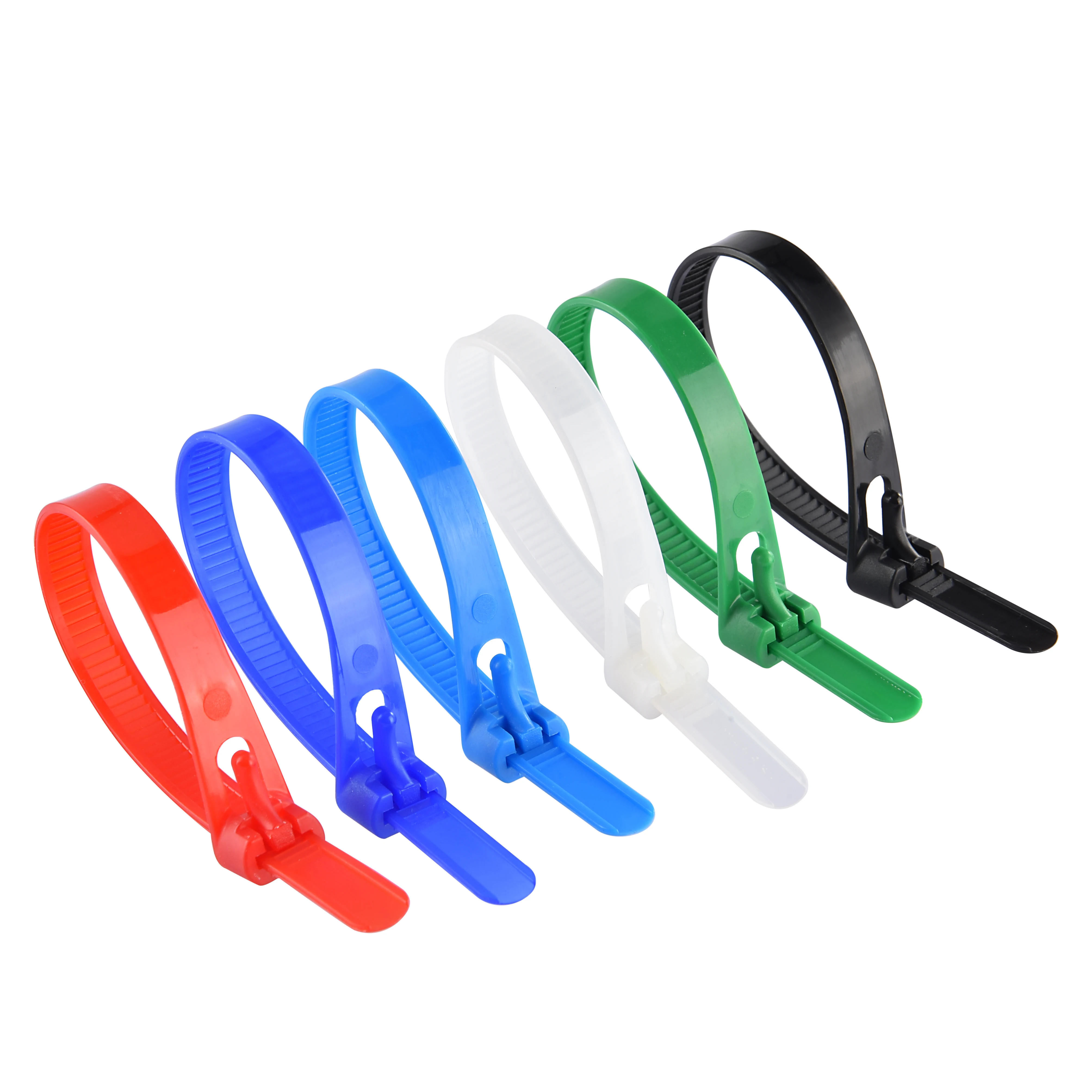 Wholesale multicolor reusable cable ties 300mm 100 pcs releasable cable tie
