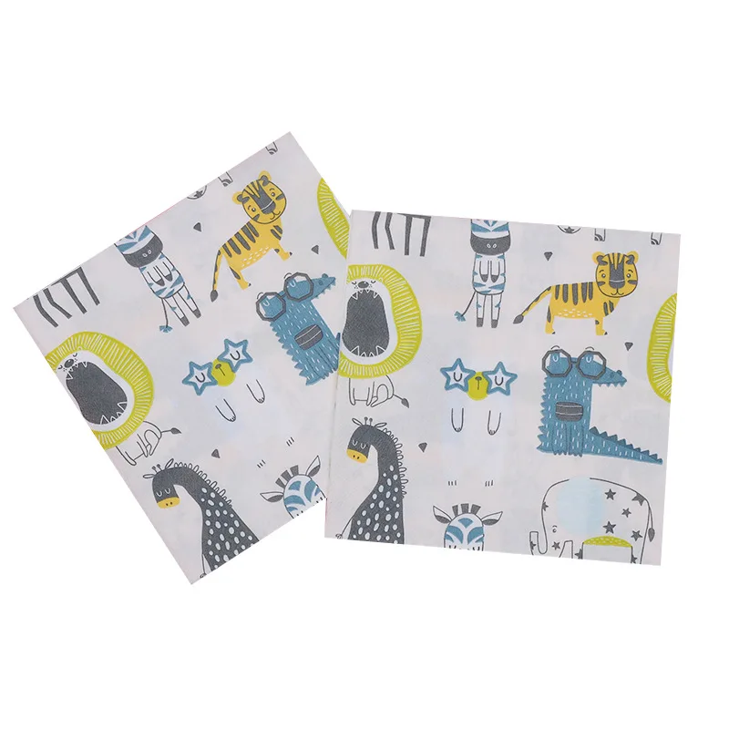 2022 Custom Wholesale Cartoon Styles Paper Brands Hotel Paper Napkins Decorative Disposable