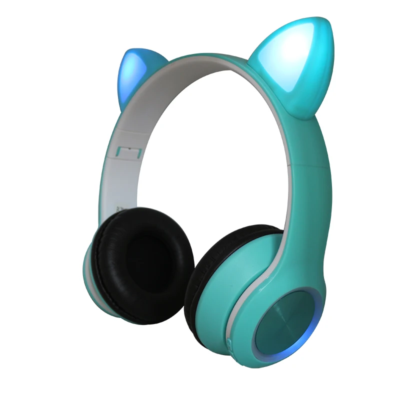 Competitive price stereo sound headphones custom headphone logo with led cat ear headset for kids