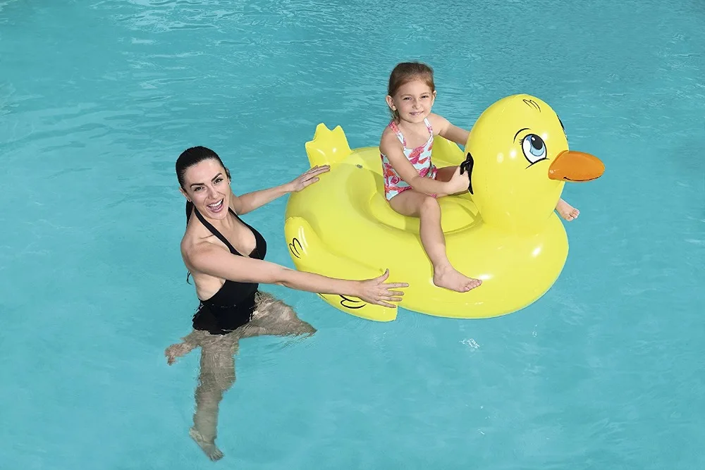 Bestway 41102 Children Inflatable Yellow Duck Rider Fun Pool Floats for Kids