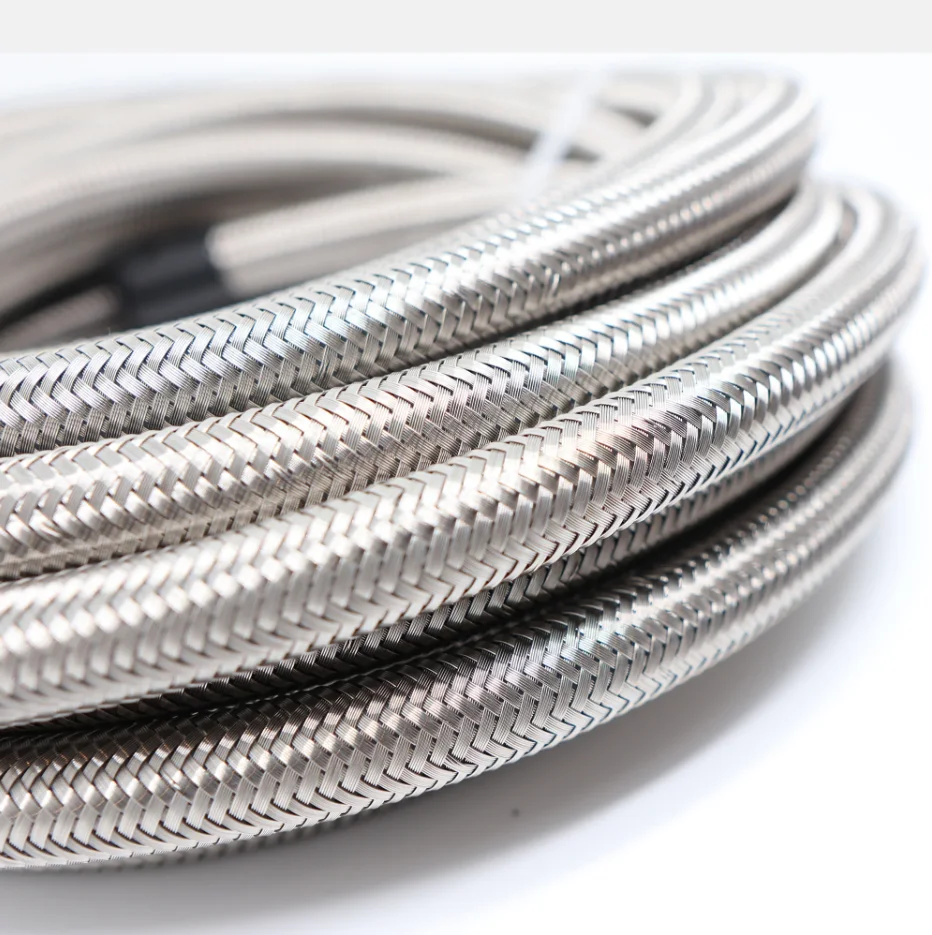 High performance an4 -4 an od 5/16' id 3/16' stainless steel wire braided ptfe brake fuel hose lines for e10