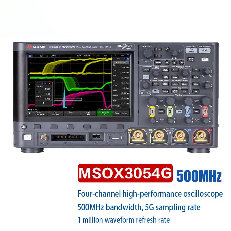 Keysight MSOX3054G mixed-signal oscilloscope: bandwidth of 500 MHz, 4 analog channels and 16 digital channels