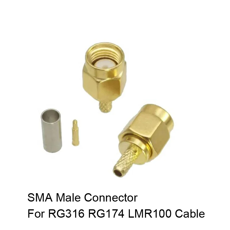  Позолоченный коннектор Coppe RP SMA Female Jack PCB Male Plug прямой прямоугольный обжимной соединитель Rf быстрый коаксиальный Rp- Sma золотое покрытие гнездо штекер правый угол разъем Быстрый