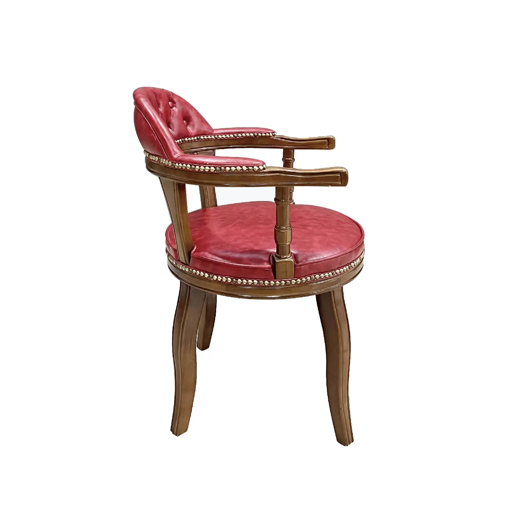 Antique beech Wood Dining Chair wax leather Dining Armchair Wooden Leather Visitor Chair Low Back Conference ash  Office Chair