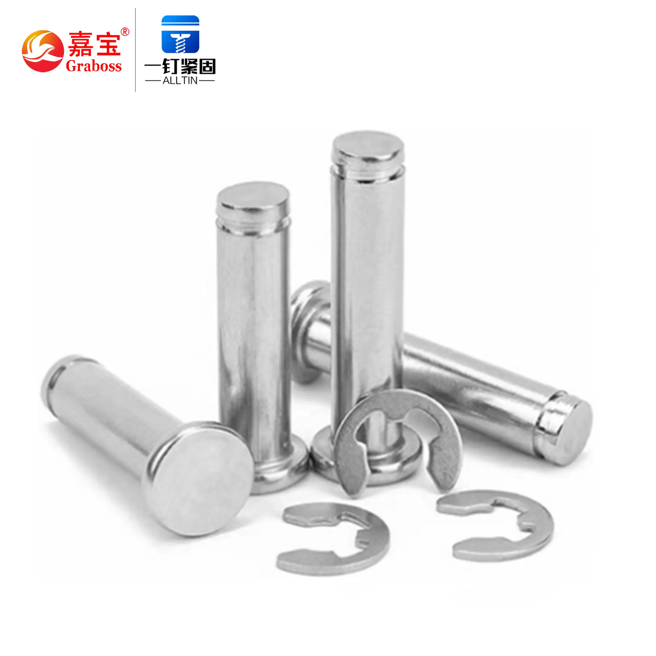 304 Stainless Steel Flat Head Grooved Pin Cylindrical Pin Circlip Positioning Pin M3 M4 M5 M6 M8 M10 M12