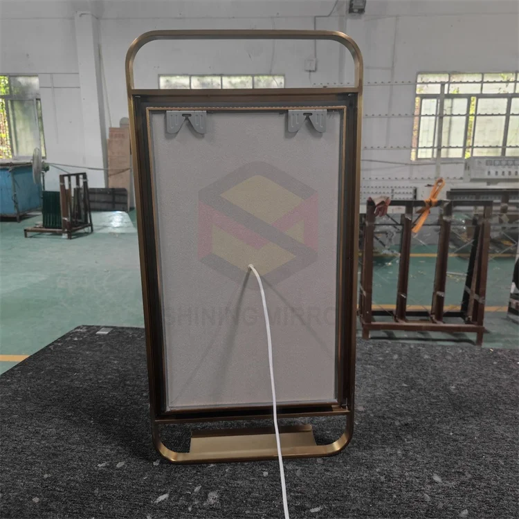 Stainless steel bathroom mirror with storage rack  wholesale Bathroom led Mirror with shelf