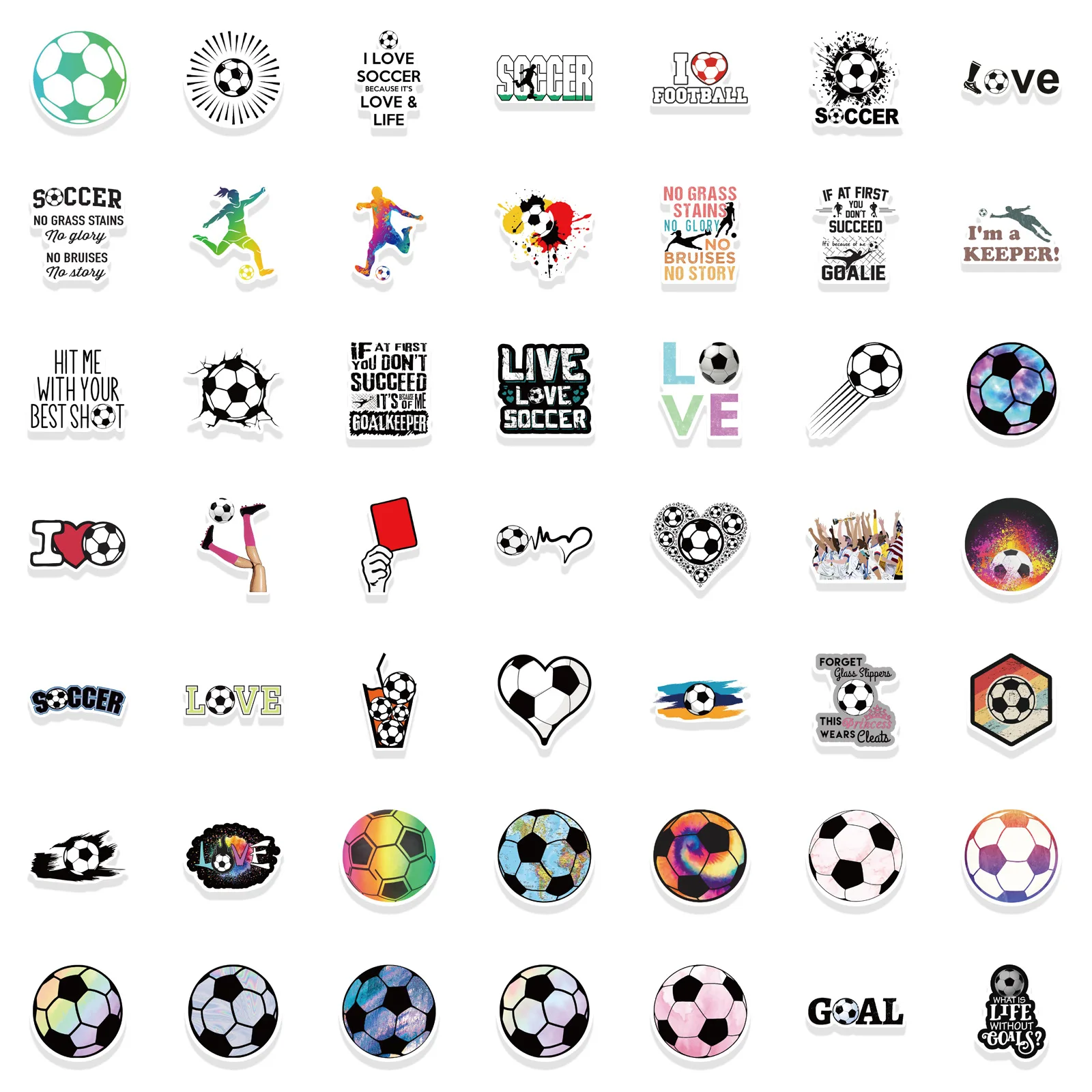 Soccer Stickers No-Duplicate Balls Stickers Waterproof Kids Decorative Stickers