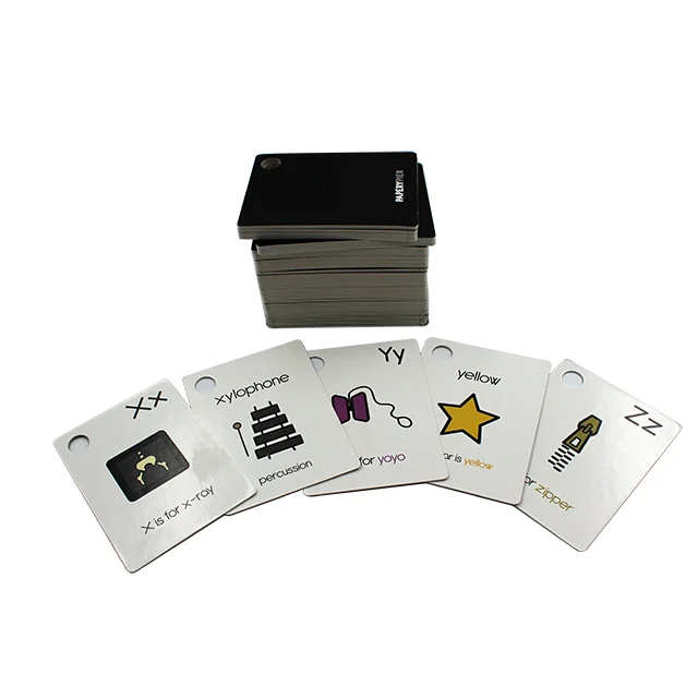 Custom printed ring buckle black and white Educational flash cards cognitive cards