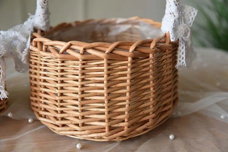 Natural handmade rattan flower basket crafts flower shop flower arrangement portable gift basket