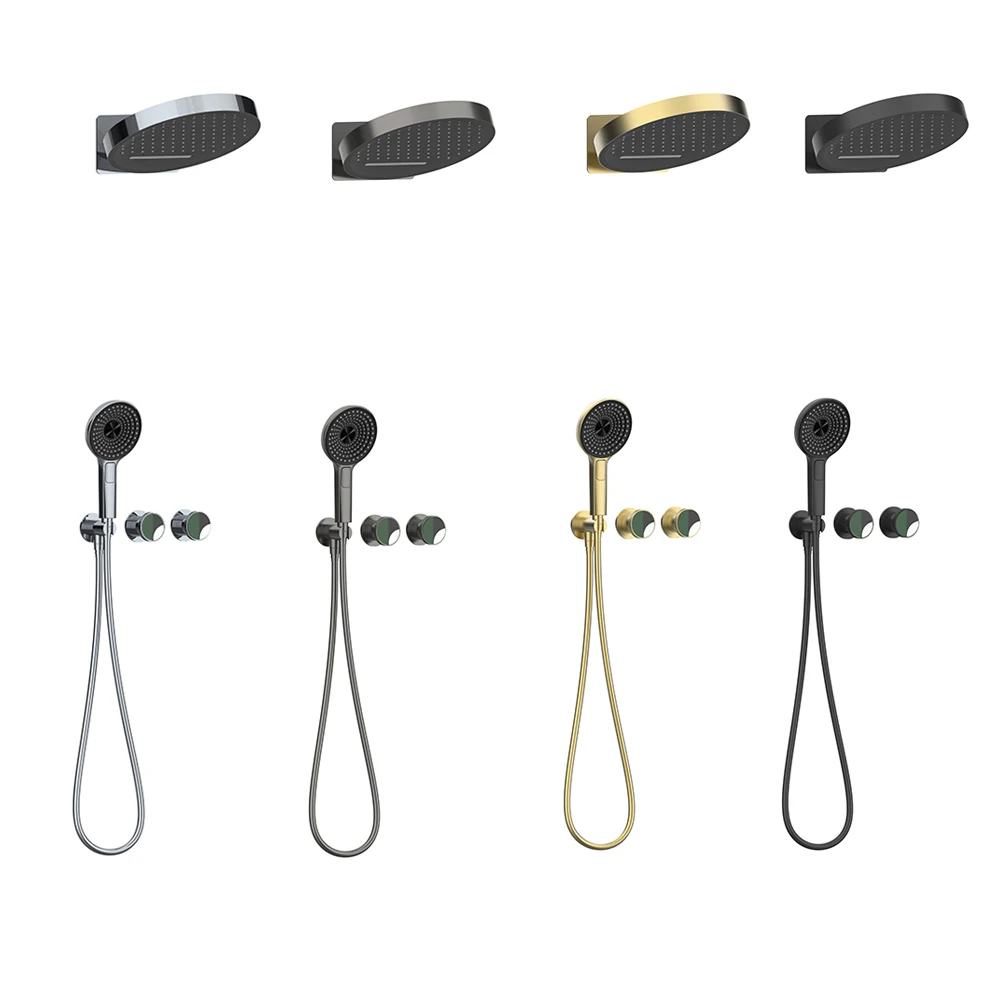 Modern Concealed Shower Set Rain Shower Kit for Bathroom Recessed Shower Mixer Valves Copper Built-in