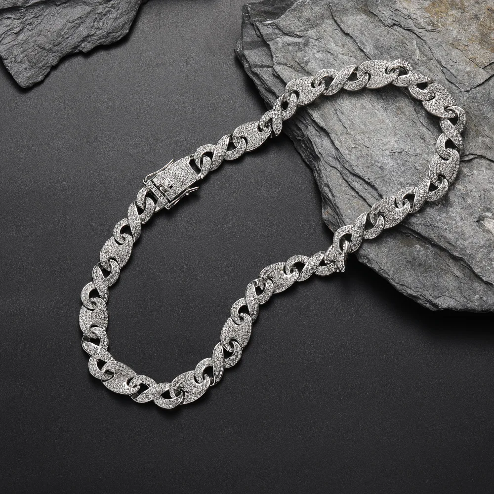 Personality Creative Stitching Cuban Link Chain Buckle Pig Nose Exaggerated Silver Chain Necklaces Trendy Hip Hop Jewelry