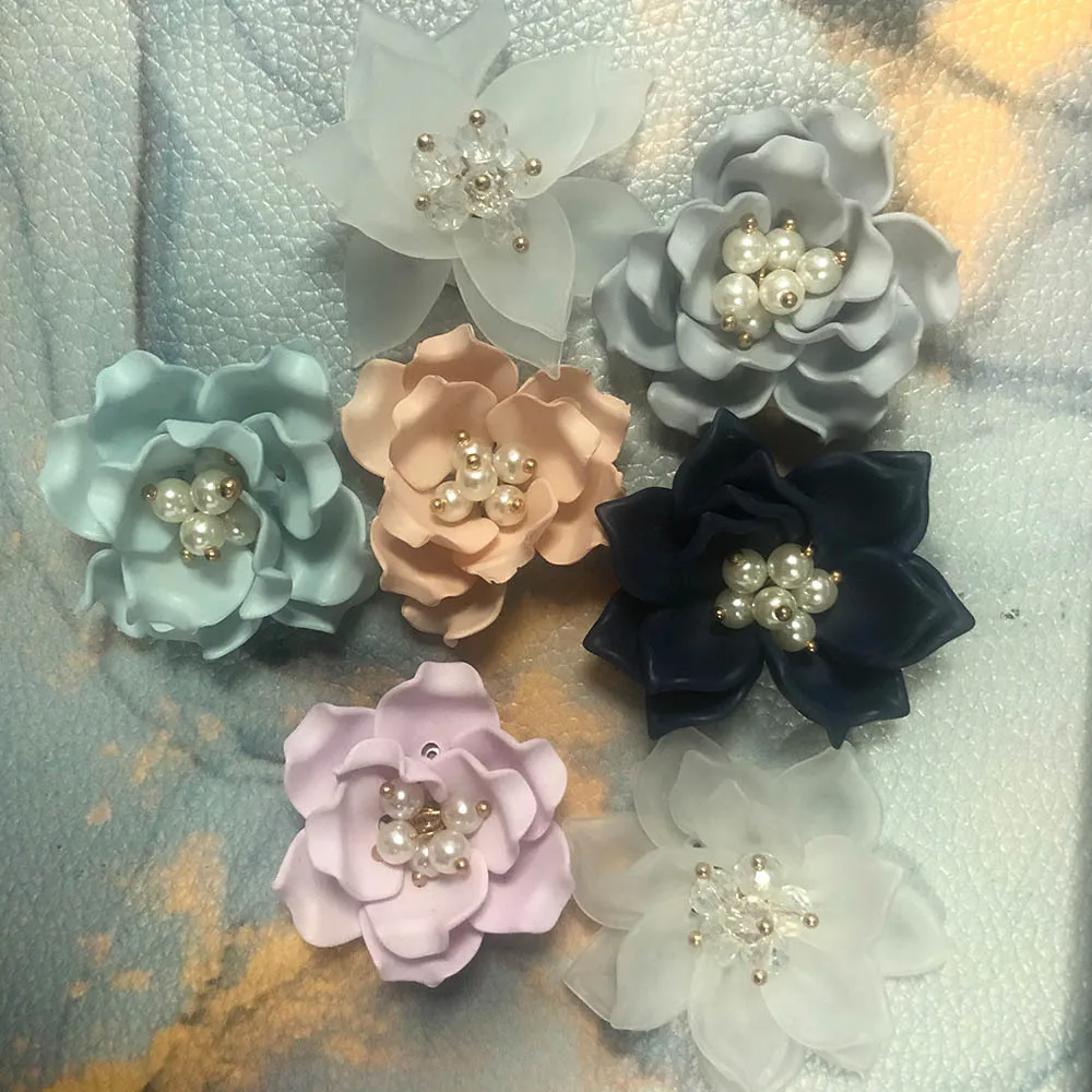 New Fashion Transparent Big White Flower For Women Jewelry Elegant Gift  Bijoux For clothing  hats bags shoes