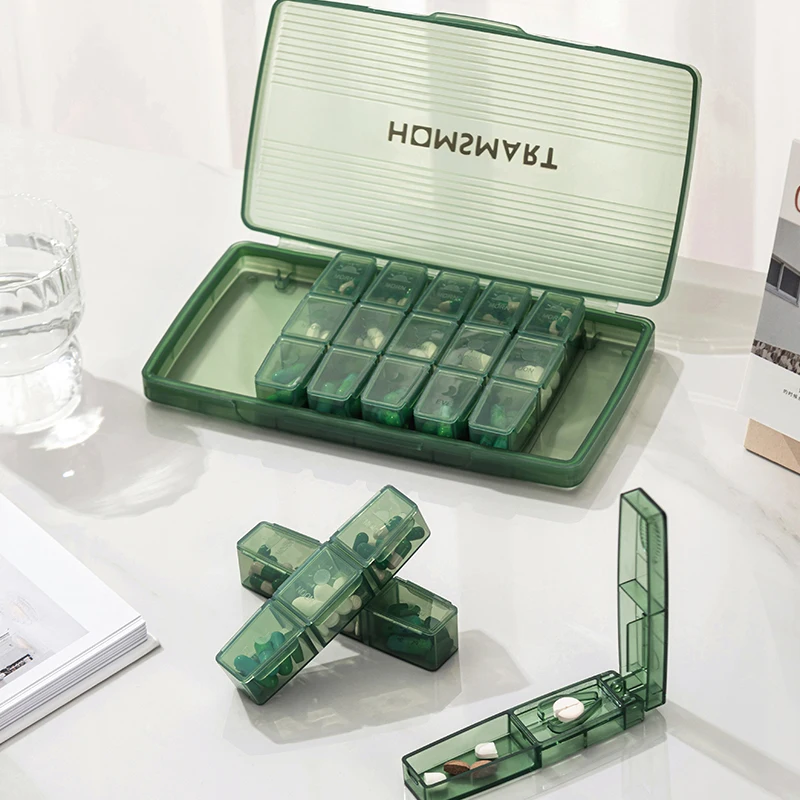 Portable 21 Grids 7 Days Compartments Medicine Box Weekly Pill Storage Boxes Pill Organizer