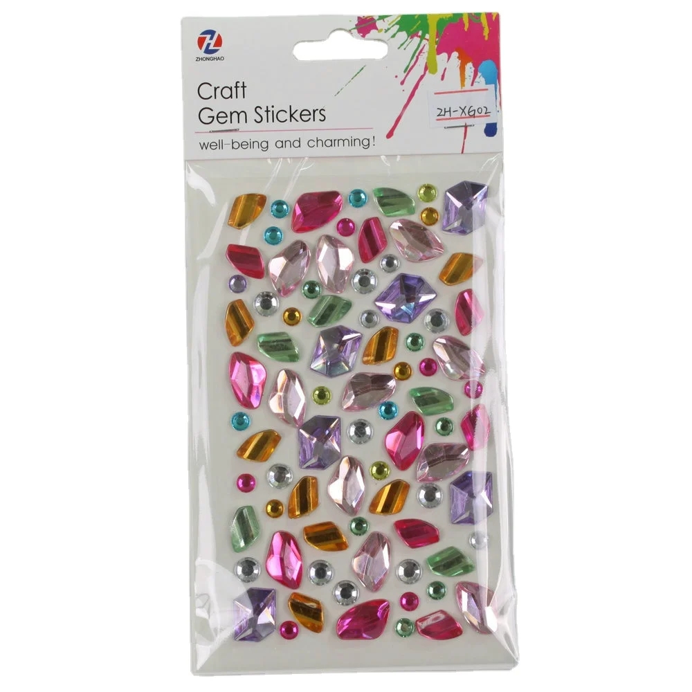 Rhinestone Stickers Self-Adhesive Assorted Shapes Jewels Stickers for Kids, Stick on Gems Bling Jewel Crystal Stickers